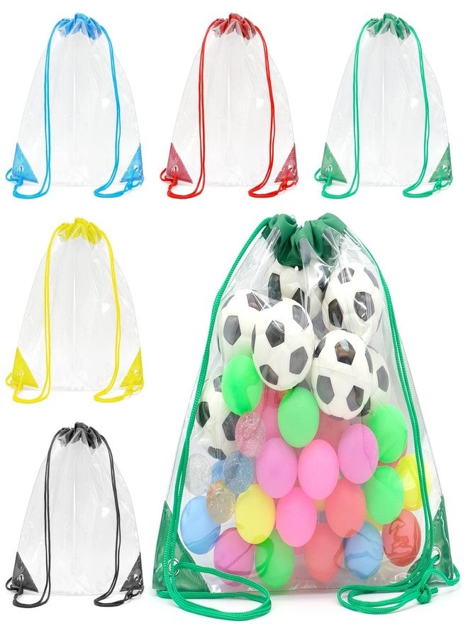 JLNGTHONG 5 Pieces Waterproof Clear Drawstring Bags, Small Clear Bag for Stadium Events Gym Sport Outdoor Travel - Image 1